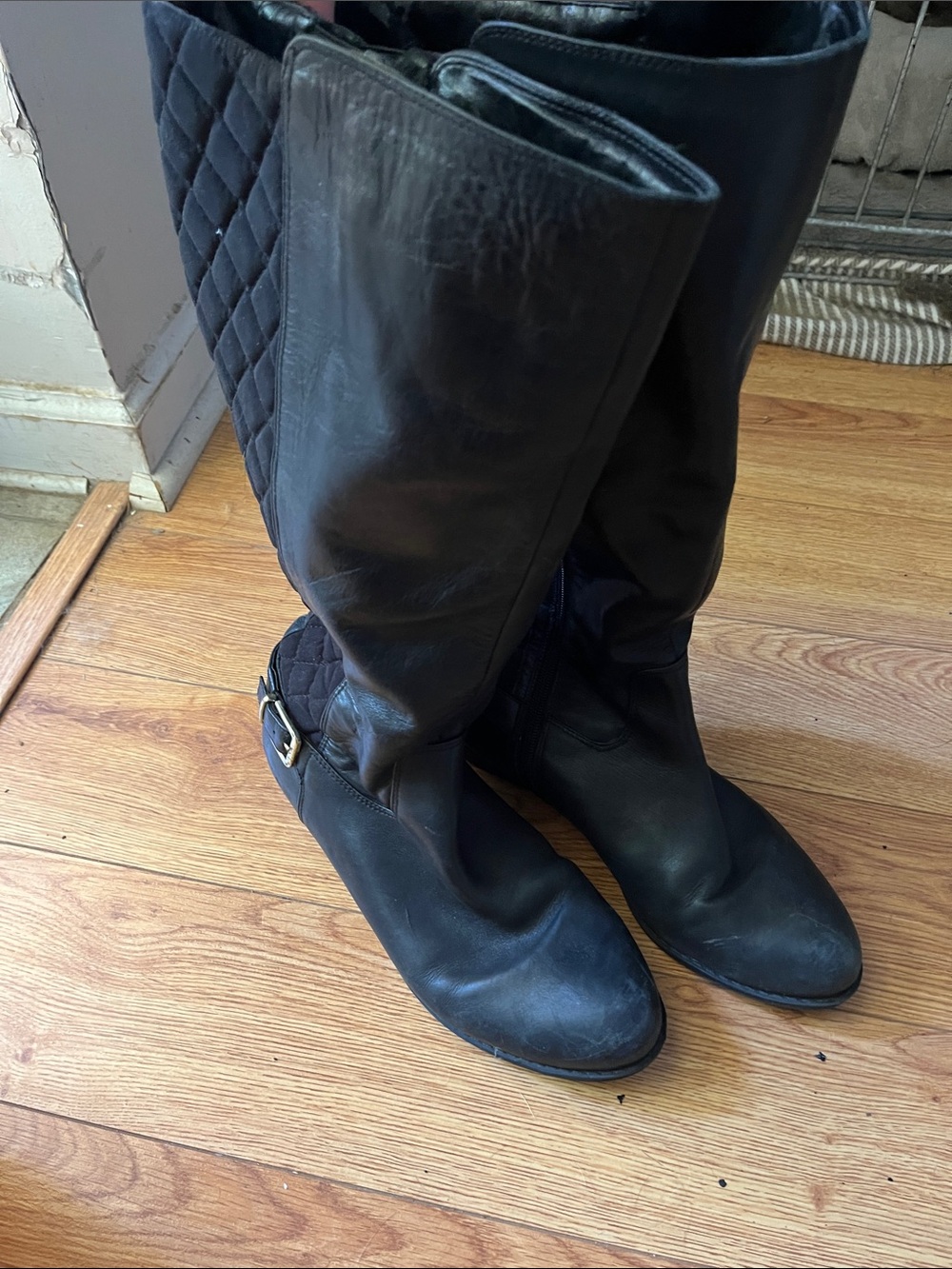 Isaac Mizrahi Black Quilted Over-the-Knee Riding Boots
